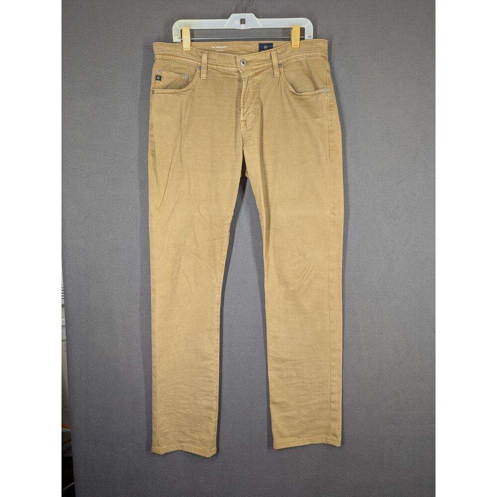 AG Adriano Goldschmied The Graduate Tailored Leg Khaki tan Pants Mens 34x33